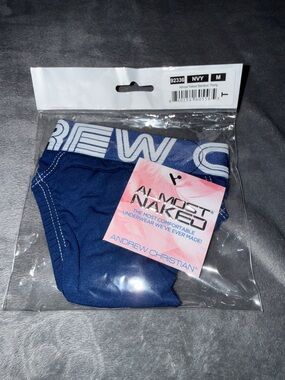 Andrew Christian Navy Blue Almost Naked Brief with Logo Waistband